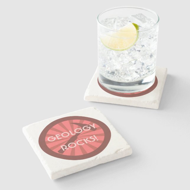 Geology Rocks! Hammer Badge Stone Coaster (Side)