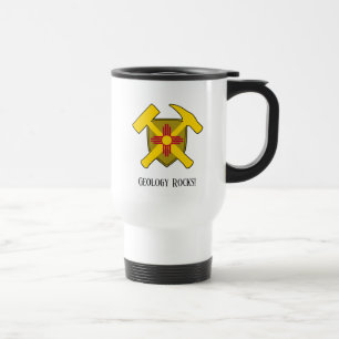 "Geology Rocks" New Mexico Flag Hammer Logo Travel Mug