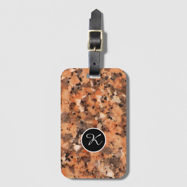 Geology Spotty Rock Texture Custom Monogram Luggage Tag (Front Vertical)