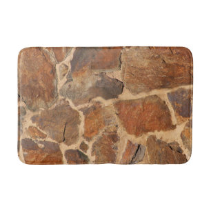 Geology Stone Wall Structure Golden Orange Bath Mat