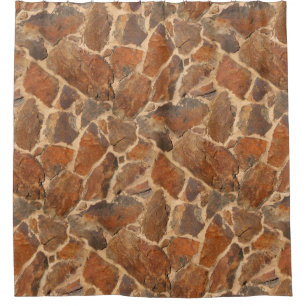 Geology Stone Wall Structure Golden Orange Shower Curtain