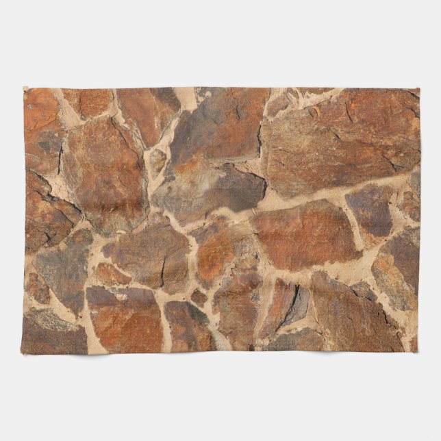 Geology Stone Wall Structure Photo Warm Golden Tea Towel (Horizontal)