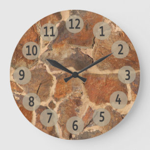 Geology Stone Wall with Digits Large Clock