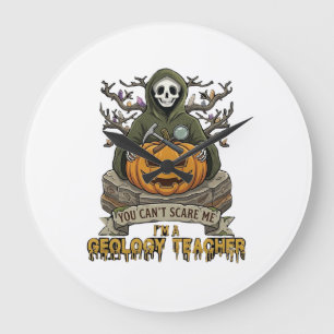 Geology Teacher You Cant Scare Me Halloween Skelet Large Clock