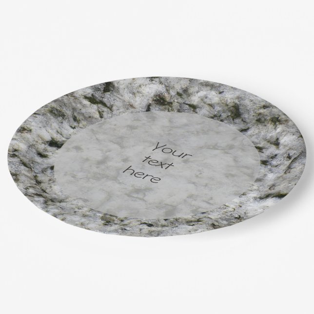 Geology White Granite Rock Texture any Text Paper Plate (Angled)