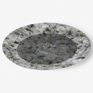 Geology White Granite Rock Texture any Text Paper Plate