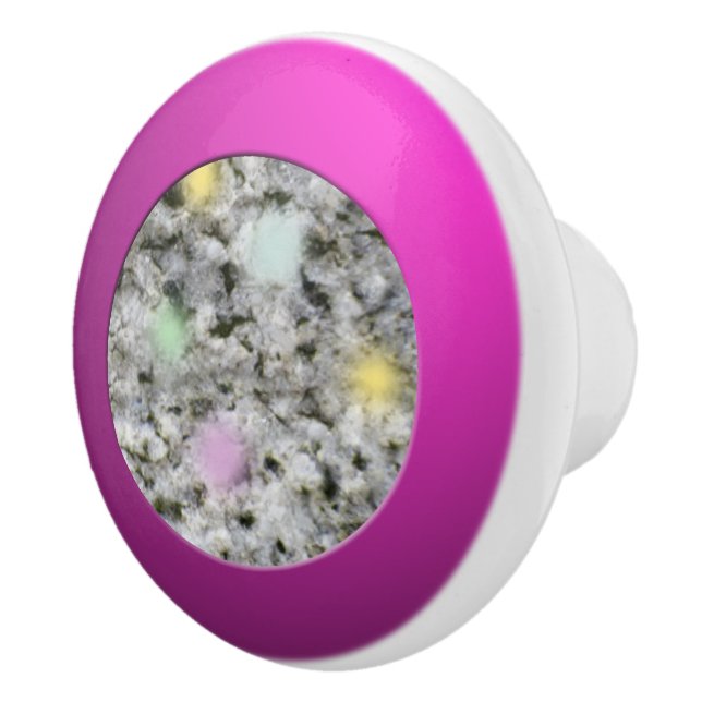 Geology White Granite Rock Texture Pastel Dots Ceramic Knob (Right)