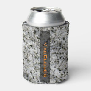 Geology White Granite Rock Texture with Name Can Cooler