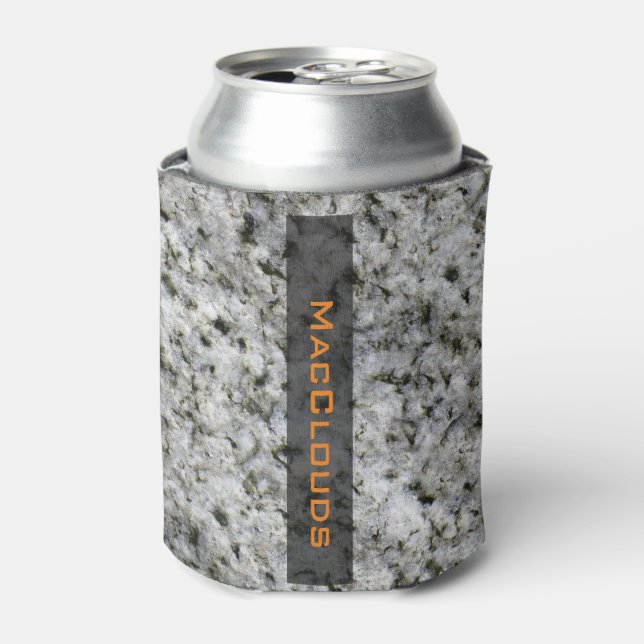 Geology White Granite Rock Texture with Name Can Cooler (Can Front)