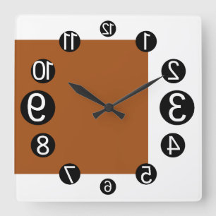 GEOMESKY NUMBERS UPSIDE DOWN BY MASANSER PIXELAT SQUARE WALL CLOCK