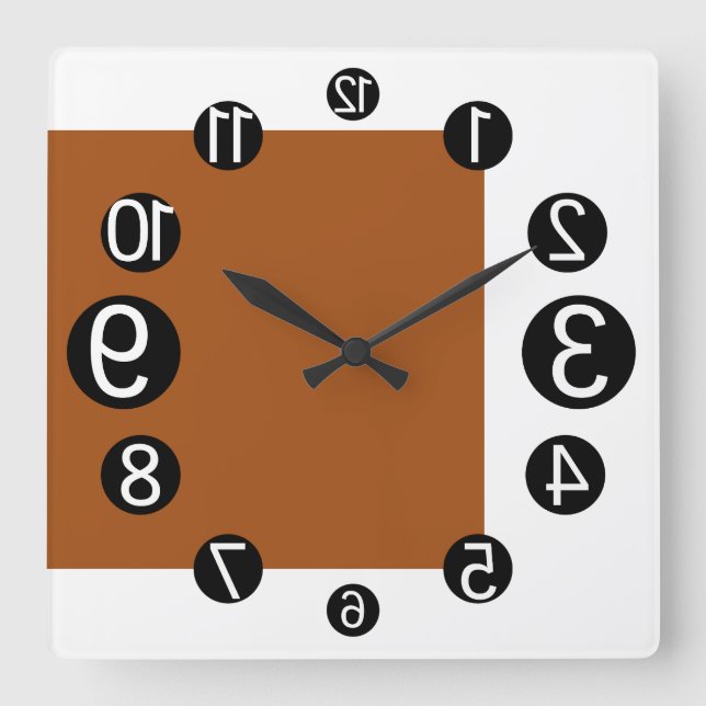 GEOMESKY NUMBERS UPSIDE DOWN BY MASANSER PIXELAT SQUARE WALL CLOCK (Front)