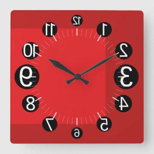 GEOMESKY NUMBERS UPSIDE DOWN BY MASANSER PIXELAT SQUARE WALL CLOCK