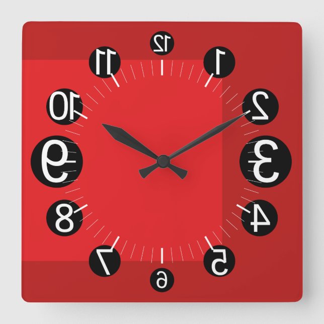 GEOMESKY NUMBERS UPSIDE DOWN BY MASANSER PIXELAT SQUARE WALL CLOCK (Front)