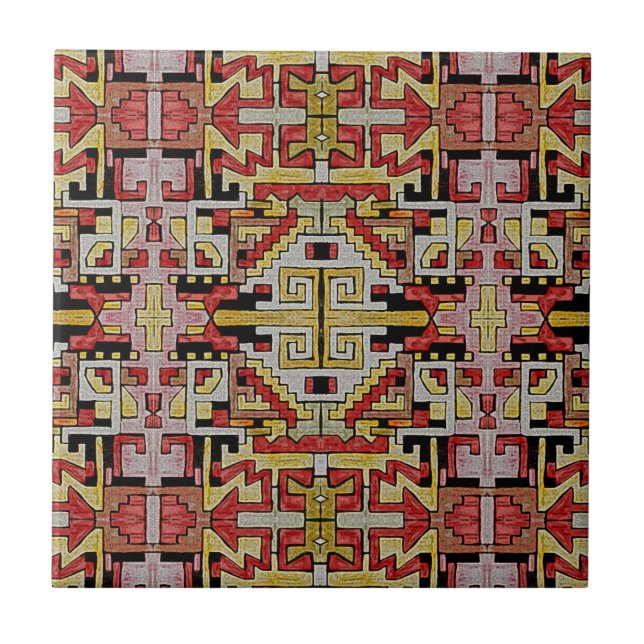 Geomethric Tribal/Ethnic Pattern Ceramic Tile (Front)