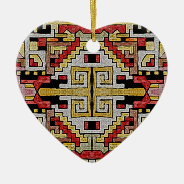 Geomethric Tribal/Ethnic Pattern Ceramic Tree Decoration (Front)