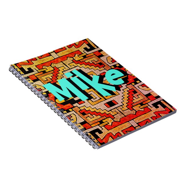 Geomethric Tribal/Ethnic Pattern & Your Name Notebook (Right Side)