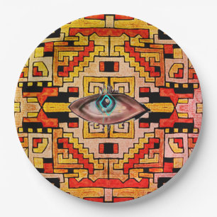 Geomethric Tribal/Ethnic Weird Eye Dinner Plate