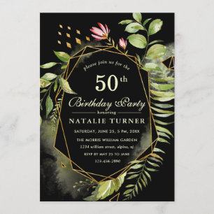 Geometic Floral Wreath Birthday Party Invitation