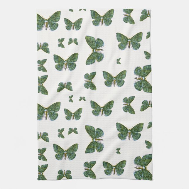Geometra papilionaria - The Large Emerald Moth Tea Towel (Vertical)