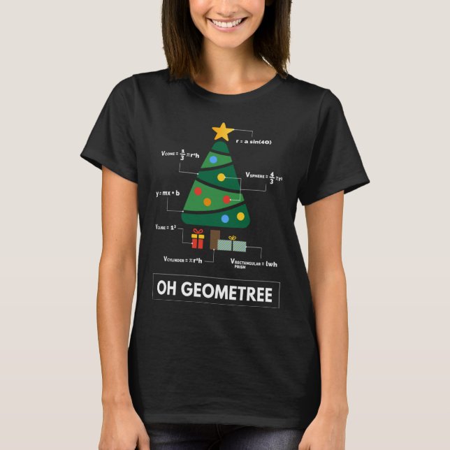 Geometree Christmas Tree Math Teacher T-Shirt (Front)