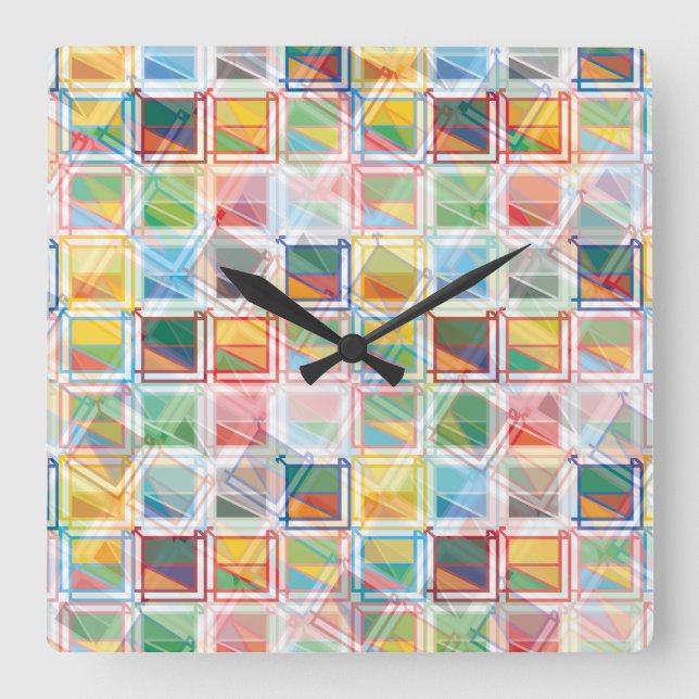 Geometria de Geomesky by Masanser Pixelat Square Wall Clock (Front)