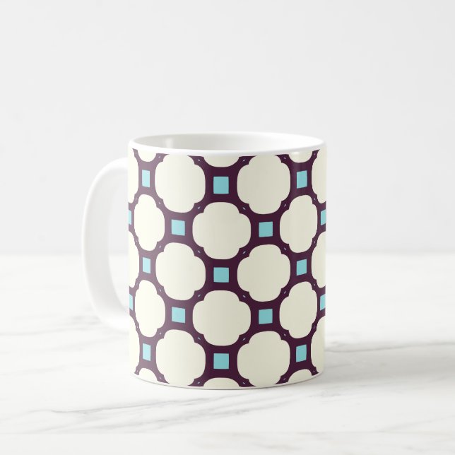 Geometric 007 neutral & blue coffee mug (Front Left)