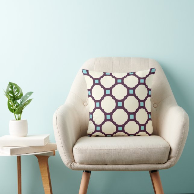 Geometric 007 neutral & blue cushion (Chair)
