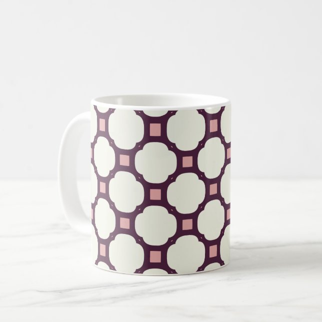 Geometric 009 neutral & pink coffee mug (Front Left)