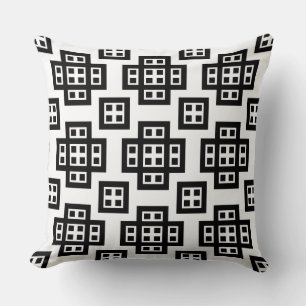 Geometric 030614 - Black on White Cushion