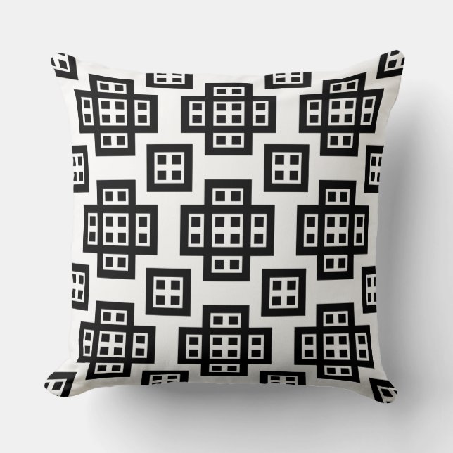 Geometric 030614 - Black on White Cushion (Front)