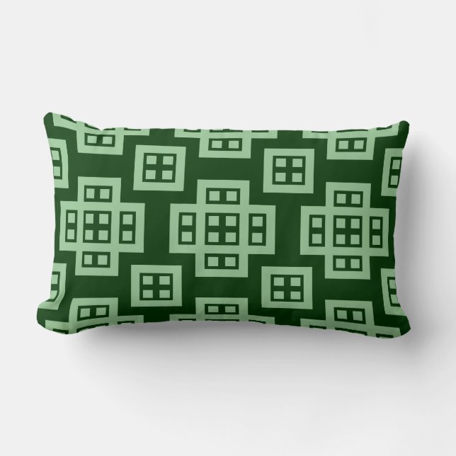 Geometric 030614 - Faded Green on Dk Forest Green Lumbar Cushion (Front)