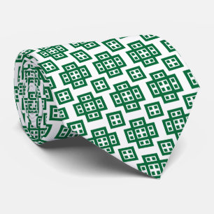 Geometric 030614 - Forest Green on White Tie