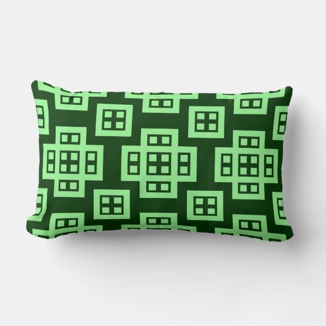 Geometric 030614 - Mint Green on Dk Forest Green Lumbar Cushion (Front)