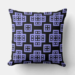 Geometric 030614 - Pastel Blue on Black Cushion