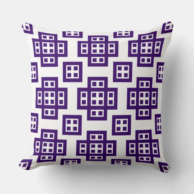 Geometric 030614 - Purple on White Cushion (Front)