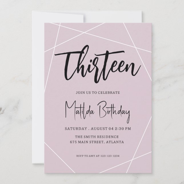  Geometric 13th Birthday Party Invitation (Front)