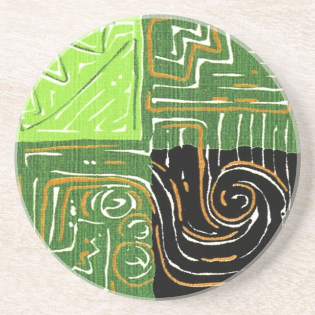 GEOMETRIC 1 Coaster 4.5" Round CHARTREUSE (Front)