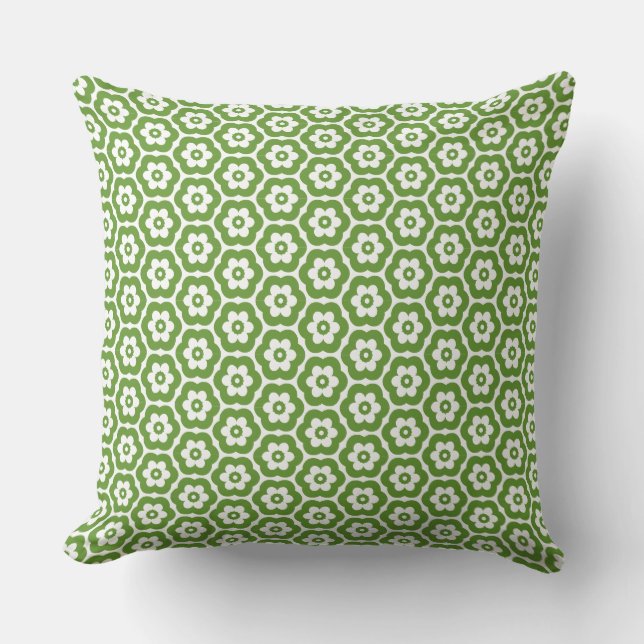 Geometric 280514 (03) - Avocado Green on White Cushion (Front)