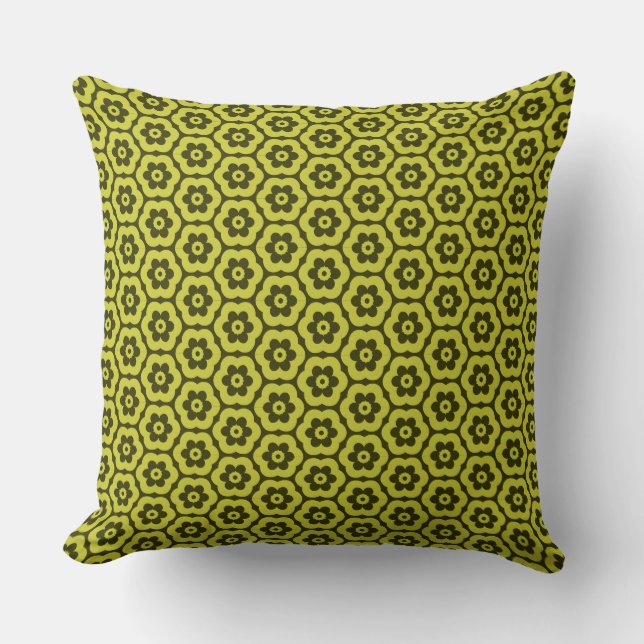 Geometric 280514 (03) - Banana and Dark Olive Cushion (Front)
