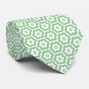 Geometric 280514 (03) - Faded Green on White Tie