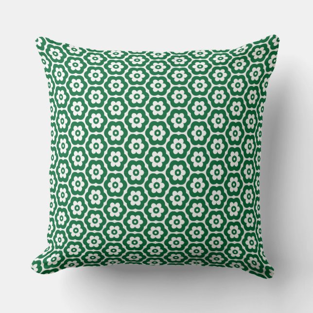 Geometric 280514 (03) - Forest Green on White Cushion (Front)