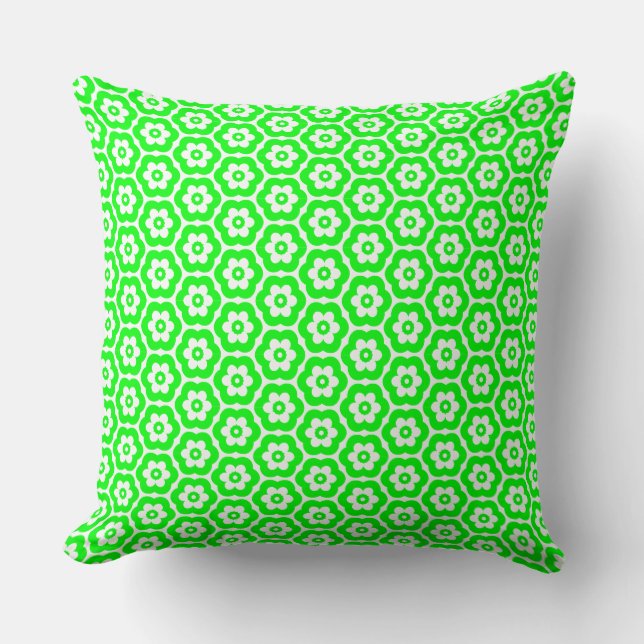 Geometric 280514 (03) - Green on White Cushion (Front)