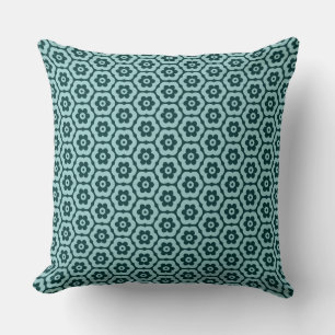 Geometric 280514 (03) - Lt Blue Green on Dk Moss Cushion