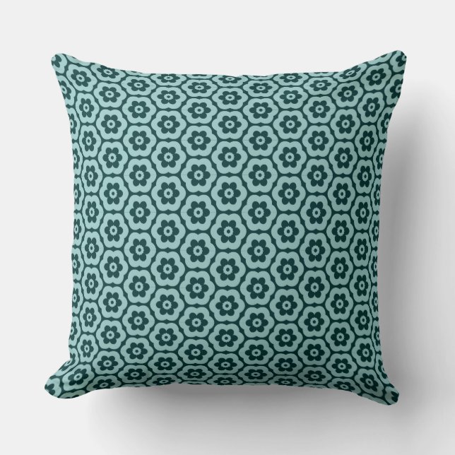 Geometric 280514 (03) - Lt Blue Green on Dk Moss Cushion (Front)