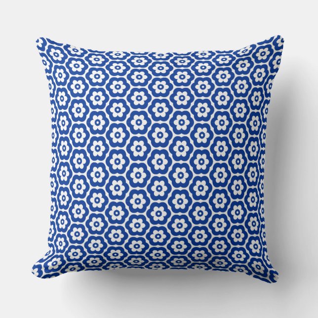 Geometric 280514 (03) - Navy Blue on White Cushion (Front)