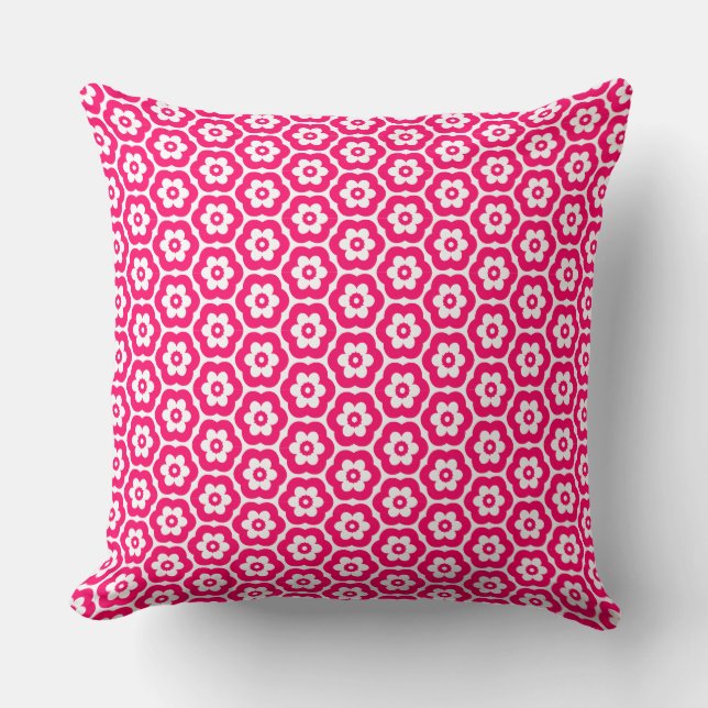 Geometric 280514 (03) - Neon Red on White Cushion (Front)