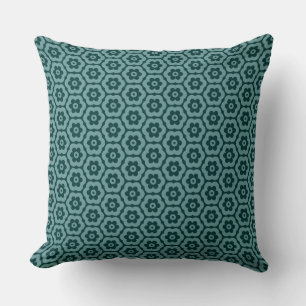 Geometric 280514 (03) - Ocean Green on Dk Moss Cushion