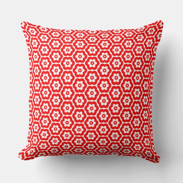 Geometric 280514 (03) - Red on Black Cushion (Front)