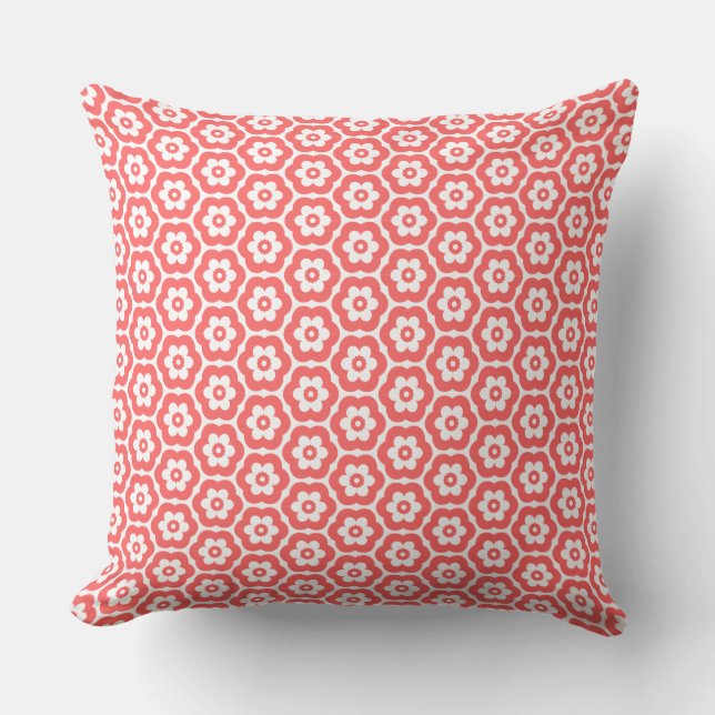 Geometric 280514 (03) - Tropical Pink on White Cushion (Front)