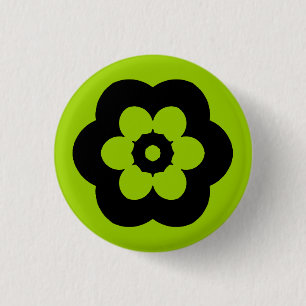 Geometric 290514 (3) - Black on Martian Green 3 Cm Round Badge